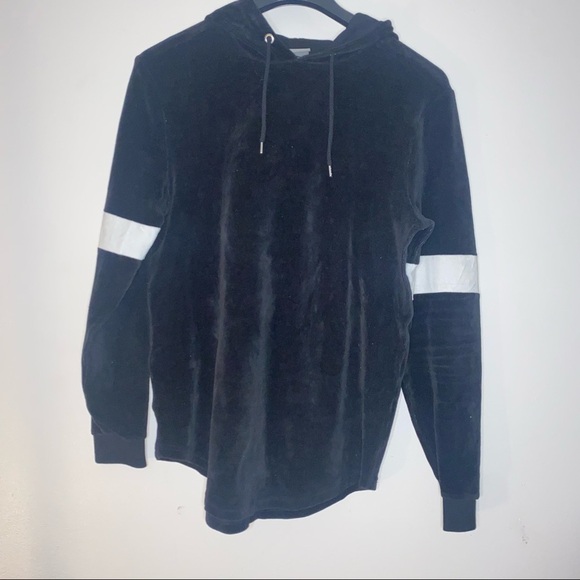 ASOS Black Velvet Velour Oversized Hooded Sweatshirt Hoodie Size - Picture 5 of 6